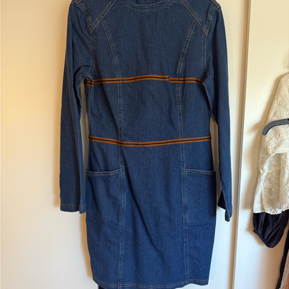 Oyrosy Denim Dress with Orange Accents
